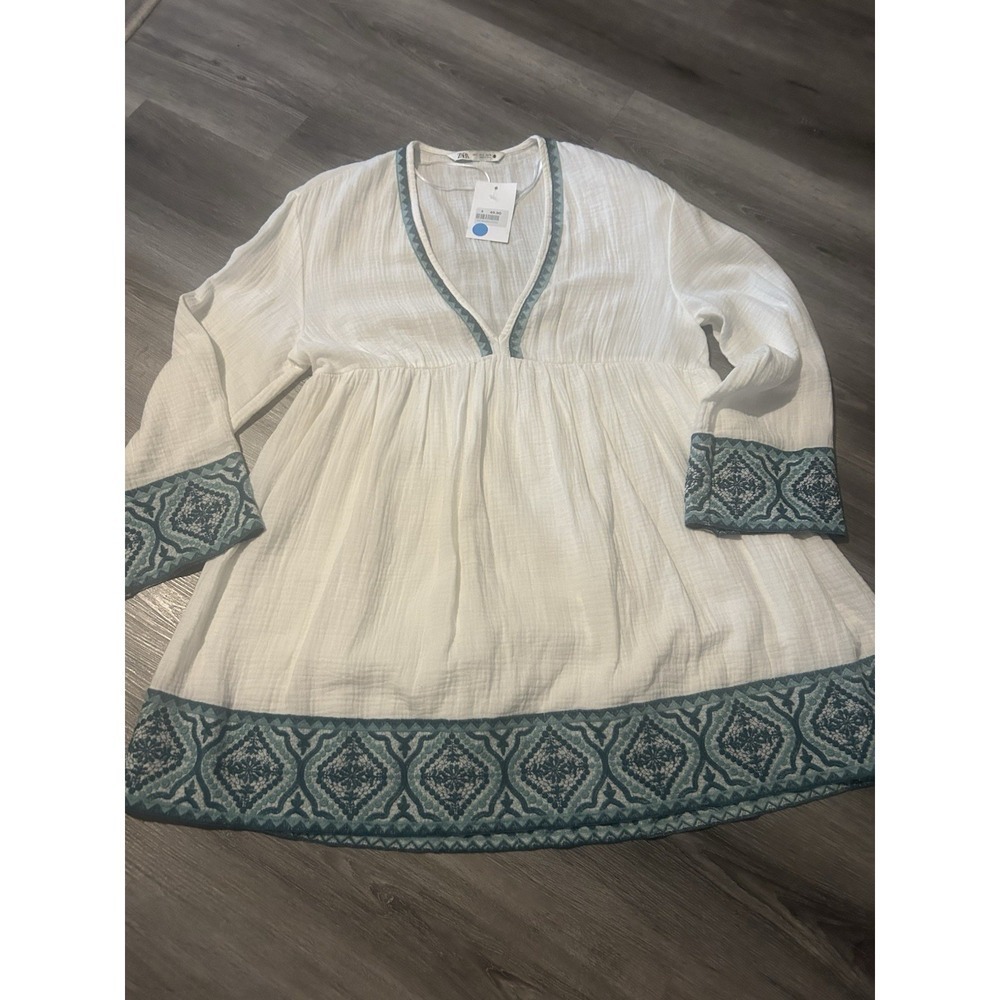 Zara Gorgeous Tank / Dress White Embroidered Made In China Size USA Small.